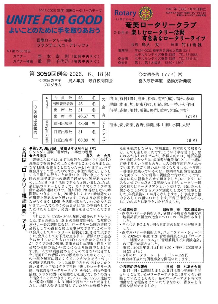 第3059回 週報