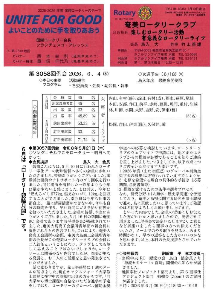 第3058回 週報